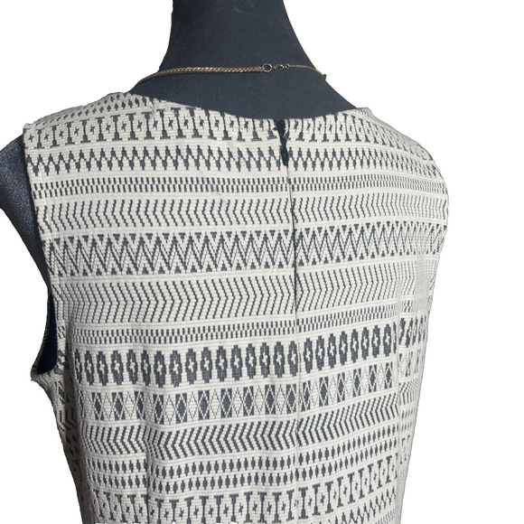 Banana Republic Womens Jacquard Knit Dress Sz 12P Ivory Black Cotton Blend - Picture 7 of 11